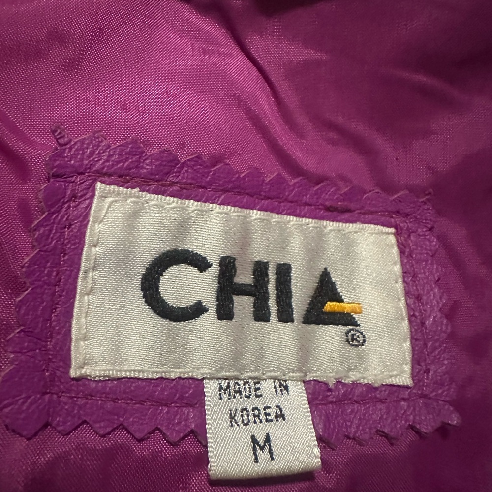 Chia Vintage Leather Fuchsia & Black Lycra Dress Size M - Picture 6 of 8